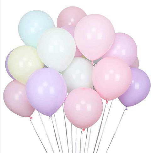 Product Cover 100pcs Pastel Latex Balloons 12 Inches Assorted Rainbow Candy Colored Party Balloons for Girls Wedding Birthday Party Baby Shower Party Supplies