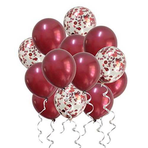 Product Cover Burgundy Balloons Confetti Balloons Red for Wedding Bridal Shower Birthday Women Party Anniversary Valentines Day Decorations