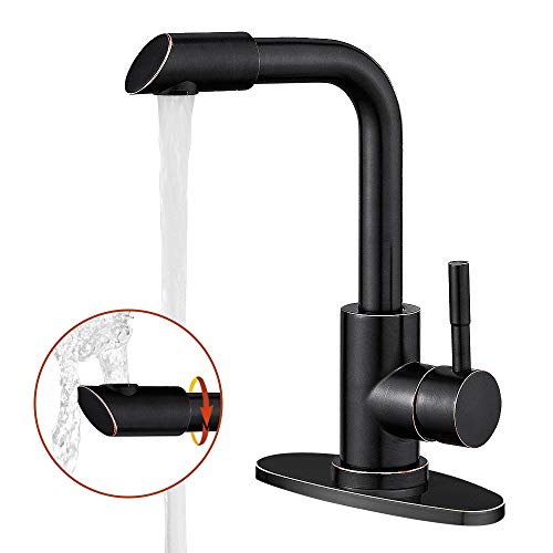 Product Cover Hoimpro Modern Single Handle Wet Bar Sink Faucet,Single Hole Bathroom Lavatory Faucet,Rv Small Bathroom Sink Faucet,Bar Vanity Faucet With 360 Rotate Spout,Stainless Steel/Oil Rubbed Bronze/1 & 3 Hole