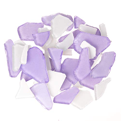 Product Cover Sea Glass | Purple and Frosted White Colored Sea Glass Mix | 11 Ounces of Purple Seaglass for Decoration and Craft | Plus Free Nautical eBook by Joseph Rains