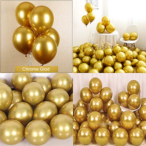 Product Cover kenandtom Chrome Metallic Balloons for Party 50 pcs 12 inch Thick Latex Balloons for Birthday Wedding Engagement Anniversary Christmas Festival Picnic or Any Friends & Family Party Decorations-Gold