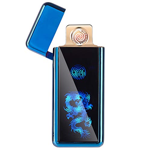 Product Cover FL5018 USB Electronic Lighter Tungsten Turbo Spiral Windproof for Cigarette Smoking (Blue Dragon)