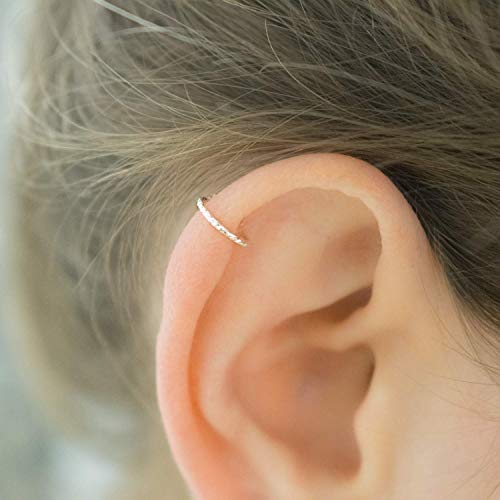 Product Cover Helix Earring Cartilage Piercing Diamond Cut Hoop Sterling Silver Top Ear Jewelry