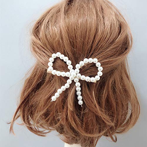 Product Cover lightclub Elegant Women Barrette Faux Pearl Beaded Bow Hair Clip Hairpin Party Headwear White
