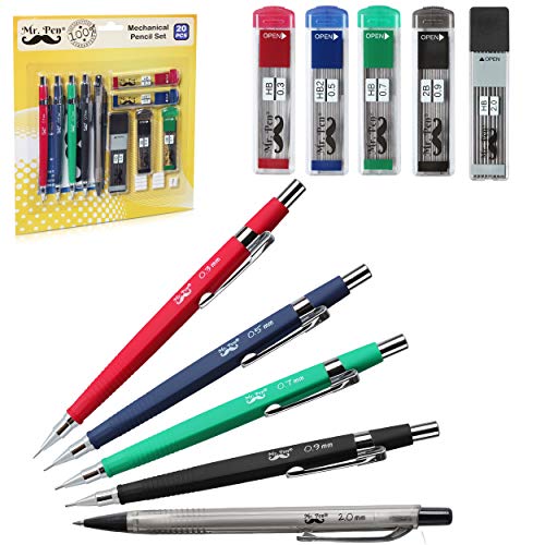 Product Cover Mr. Pen- Mechanical Pencils, 5 Sizes 0.3, 0.5, 0.7, 0.9 and 2mm Drawing Pencils, Lead & Eraser Refills, Mechanical Pencil, Art Supplies, Graphite Pencils, Sketch Pencils, Art pencils, Drafting Pencils