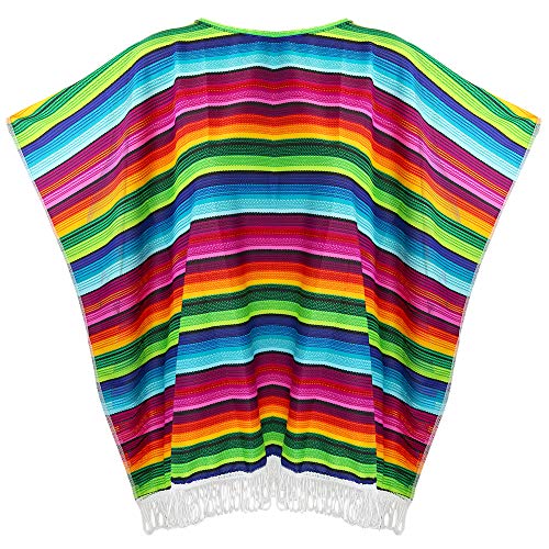 Product Cover Skeleteen Mexican Serape Poncho Costume - Cinco De Mayo Mexican Fiesta Ponchos for Adults and Kids