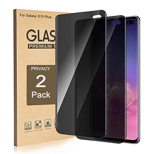 Product Cover Galaxy S10 Plus Privacy Screen Protector, ZAOX [Anti-Spy] [Case Friendly] [Full Coverage] [3D Touch Compatible] Premium Tempered Glass Screen Protector for Samsung Galaxy S10 Plus 2019 (2 Pack)