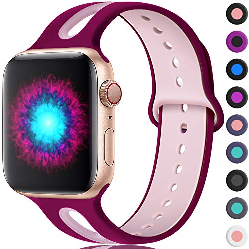Product Cover Haveda Sport Bands Compatible for Apple Watch Band 44mm Series 5 Series 4, Soft Series 5 Wristbands 42mm iWatch Bands for Apple Watch Series 3/2/1, Women Men Kids 42mm/44mm S/M Cherry/Pink Sand