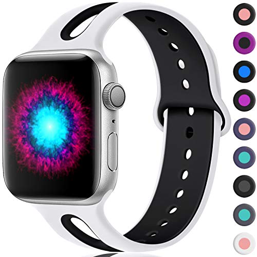 Product Cover Haveda Sport Bands Compatible for Apple Watch 40mm Band Series 5 Series 4, Soft Apple 5 Wristband Women iWatch 38mm Bands for Apple Watch Series 3 Series 2/1, 38mm/40mm S/M White/Black