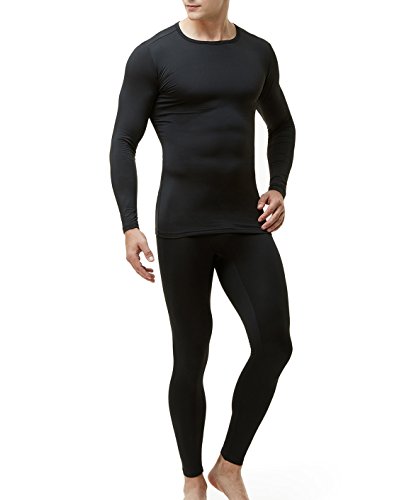 Product Cover TSLA Blank Men's Thermal Microfiber Soft Fleece Long Johns Top & Bottom Set, Thermal Fleece(mhs100) - Black, X-Large