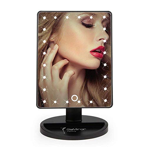Product Cover Glamiror Makeup Mirror with Lights -Lighted Makeup Mirror, Lighted Vanity Mirror Light Adjustable, 24 LED Cosmetic Mirror Makeup, Led Makeup Mirror for Travel, Beauty Mirror With Light, Black