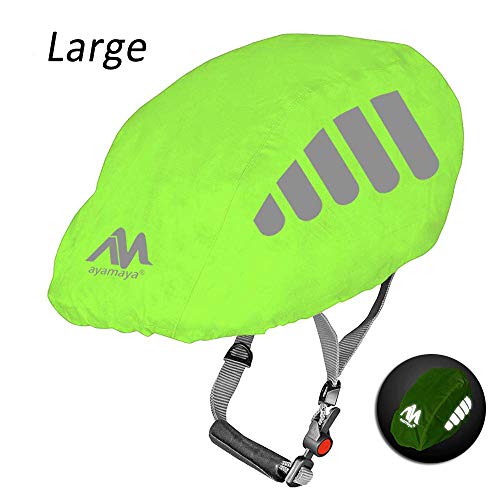 Product Cover ayamaya Bike Helmet Cover with Reflective Strip, High Visibility Waterproof Cycling Bicycle Helmet Rain Cover Windproof Dustproof Breathable Road Bicycle Helmet Water Cover Ride Gear