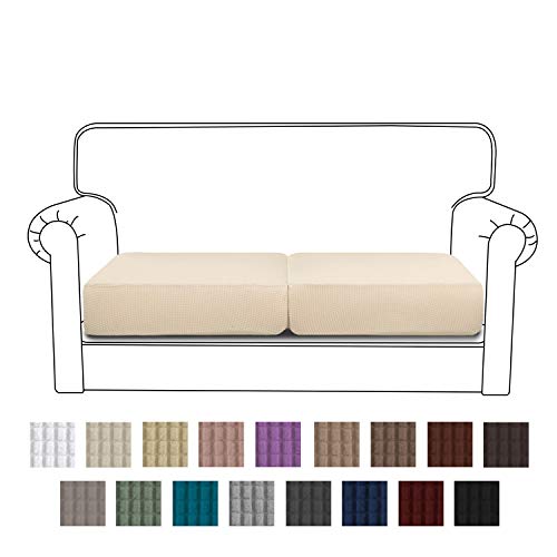 Product Cover Easy-Going Stretch Cushion Cover Sofa Cushion Furniture Protector Sofa Seat Sofa slipcover Sofa Cover Soft Flexibility with Elastic Bottom(2-Piece loveseat Cushion,Ivory)