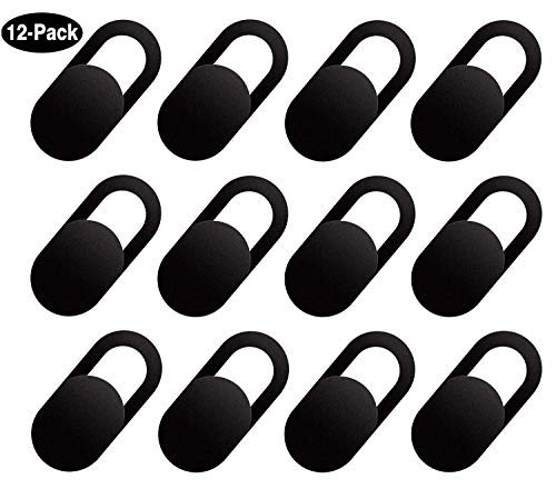 Product Cover Webcam Cover Slide Blocker for Laptop Computer, MacBook Pro, iPad,iMac, Tablets PC, Echo Spot, Universal Camera Cover Sticker Protecting Your Privacy Security 12-Pack Black