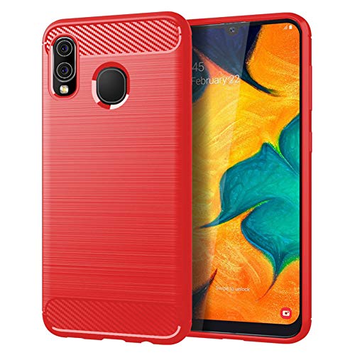 Product Cover Samsung A20 case,Galaxy A20 Case,Galaxy A30 Case,MAIKEZI Soft TPU Slim Fashion Anti-Fingerprint Non-Slip Protective Phone Case Cover for Samsung Galaxy A20/A30 (Red Brushed TPU)