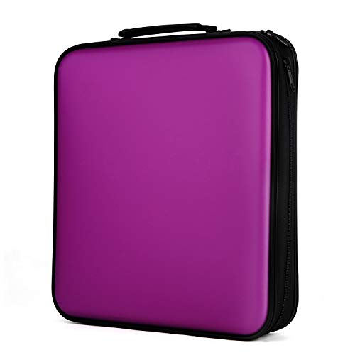 Product Cover COOFIT CD Case, 160 Capacity DVD Storage DVD Case VCD Wallets Storage Organizer Flexible Plastic Protective DVD Storage Purple
