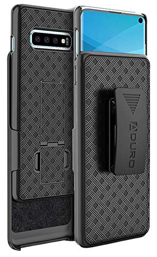 Product Cover Aduro Galaxy S10 Case with Kickstand Belt Clip Holster, Combo Galaxy Case with Rotating Belt Clip Super Slim Shell Samsung Galaxy Belt Clip Case for Samsung Galaxy S10 (NOT Plus) (2019) Black