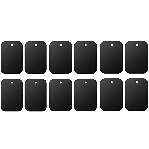 Product Cover Mount Metal Plate（12Pack） for Magnetic Car Mount Phone Holder with Full Adhesive for Phone Magnet, Magnetic Mount, Car Mount Magnet-12X Rectangular (Black)