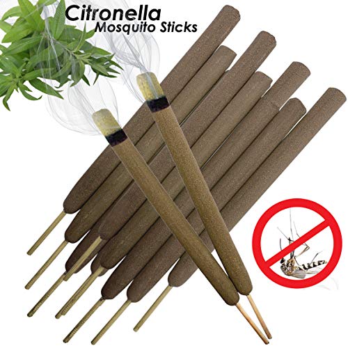Product Cover W4W Citronella Mosquito Repellent Sticks Extra-Thick - Outdoor Use Reaches Up to 10-12 feet - Each Stick Burns for 3-5 Hours (2 Pack Contains 10 Repellents)