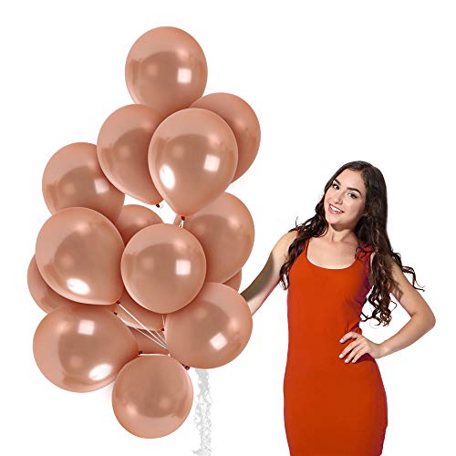 Product Cover Metallic Rose Gold Balloons 12 inch Thick Latex 36 Pack New Year Eve Party Supplies for Prom Graduation Baby Shower Wedding Engagement Bachelorette Party Decorations