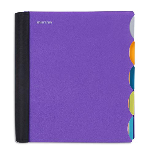 Product Cover Mintra Office Durable PREMIUM Spiral Notebook - Fabric Covered Coils, No Snags, Removable Adjustable Pocket Dividers, Ruler, Organization, Customizable ((Purple, 5 Subject, 8.5in x 11in))
