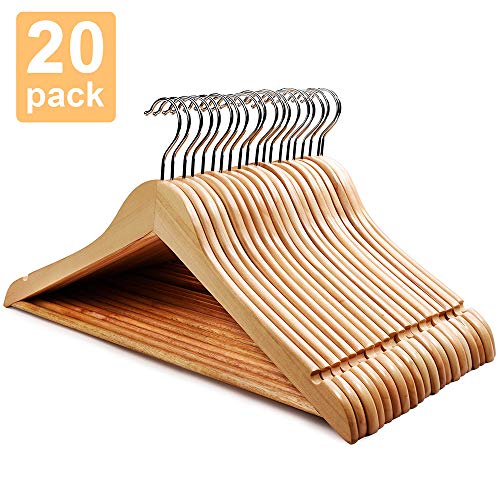 Product Cover HOUSE DAY Wooden Hanger 20 Pack Wooden Suit Hanger Wooden Clothes Hanger Natural Smooth Finish Wooden Coat Hanger Premium Wooden Hangers for Clothes Dress Suit