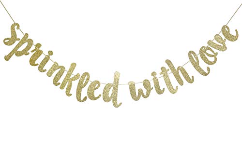 Product Cover Sprinkled with Love Glitter Gold Banner, Baby Sprinkle Banner,Baby Shower, Gender Reveal Party, Glitter Party Decor (Gold)