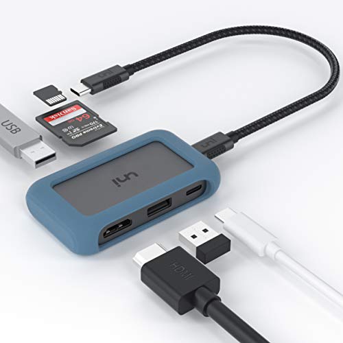 Product Cover uni USB C Hub Adapter, 6-in-1 USB C to HDMI Adapter for 2019 MacBook Pro, with TF/SD Card Reader, PD 100W, USB 3.0 and 8'' Long Detachable Cord, Compatible for MacBook Pro, iPad Pro 2019, and More