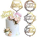 Product Cover Gold Cake Topper, Acrylic Cake Topper Happy Birthday Cake Topper Cake Decoration Supplies (5 Pieces)