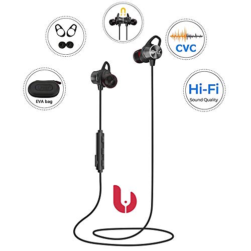Product Cover Bluetooth Headphones Sport, Wireless Earbuds with Mic Sweatproof Super Bass and Noise Cancelling Magnetic Earphones with Removable Ear Hook Cancellation for Cell Phones Workout Running (9 H Playtime)