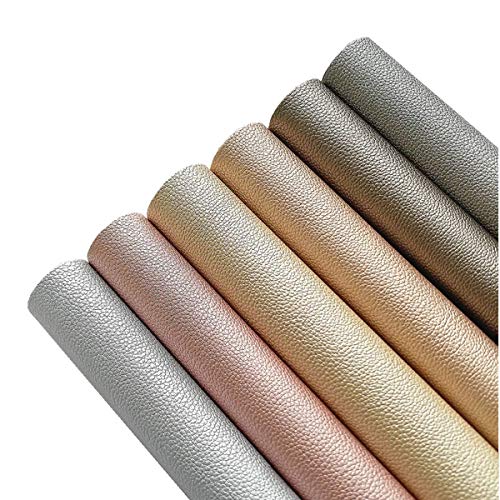 Product Cover AOUXSEEM Vivid Shiny Pearl Litchi Pattern Faux Leather Sheets for Earrings Bows Ornaments Making,Metallic Solid Color PU Fabric Cotton Back 1mm Thickness【A4 Size/21cm x 30cm】 (Pattern A,6 Colors)