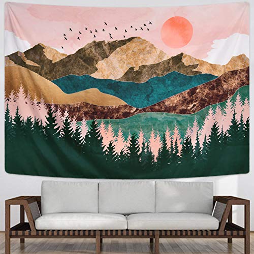 Product Cover Sevenstars Mountain Tapestry Forest Tree Tapestry Sunset Tapestry Nature Landscape Tapestry Wall Hanging for Room(70.9 × 92.5 inches)