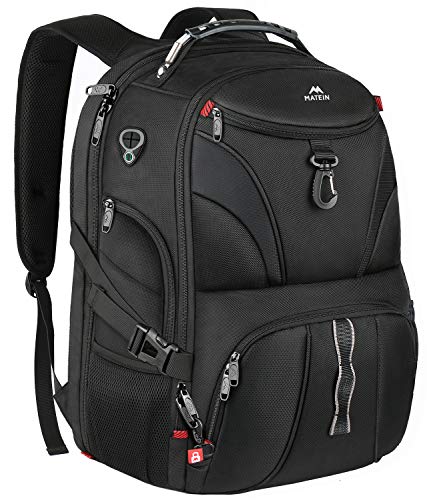 Product Cover Matein Anti Theft Travel Backpack, Large School Laptop Backpack for Men Women with USB Port, TSA Friendly Water Resistant Big College Bag Business Computer Backpacks Fit 17 Inch Laptops, Black