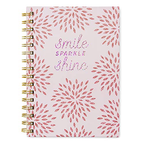 Product Cover Small Hardcover Journal Notebook Notepad: Tri-Coastal Design Lined Spiral Notebooks/Journals with Cute Cover Design & Phrase - Personal Diary for Writing Notes in and Journaling (Smile Sparkle Shine)