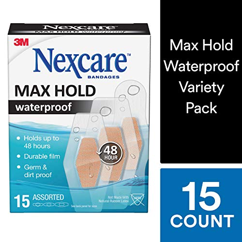 Product Cover Nexcare Bandages Max Hold Waterproof Bandages, Assorted, 15 Count