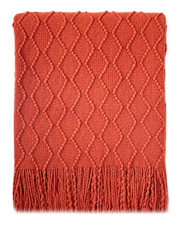Product Cover BOURINA Textured Solid Soft Sofa Throw Couch Cover Knitted Decorative Blanket, 50