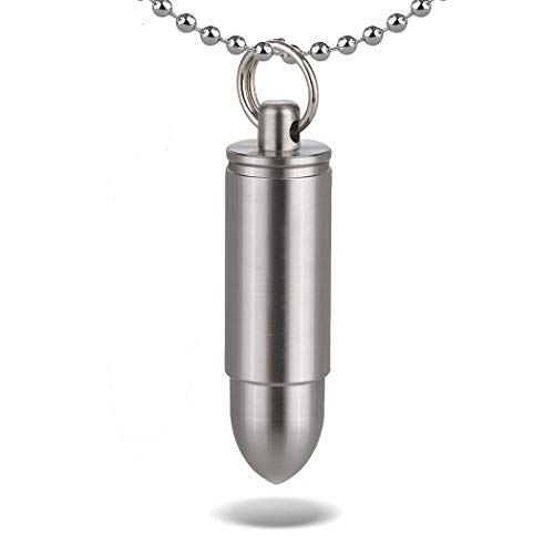 Product Cover Pill Holder Keychain Mini Titanium Pill Fob Emergency Aspirin Nitro Holder Bullet Pendant Design for Purse Necklace Men Women