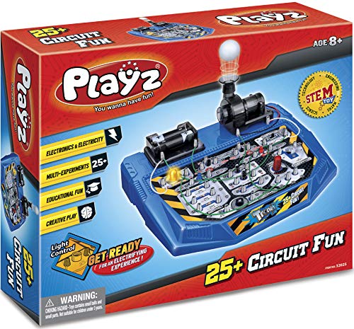 Product Cover Playz Electrical Circuit Board Engineering Kit for Kids with 25+ STEM Projects Teaching Electricity, Voltage, Currents, Resistance, & Magnetic Science | Gift for Children Age 8, 9, 10, 11, 12, 13+