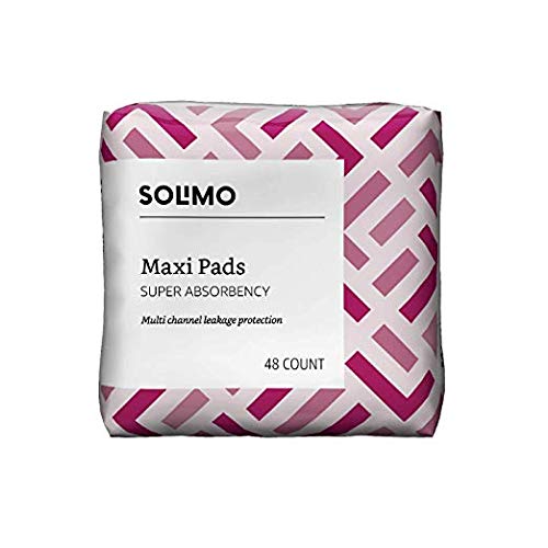 Product Cover Amazon Brand - Solimo Thick Maxi Pads for Periods, Super Absorbency, Unscented, 48 count