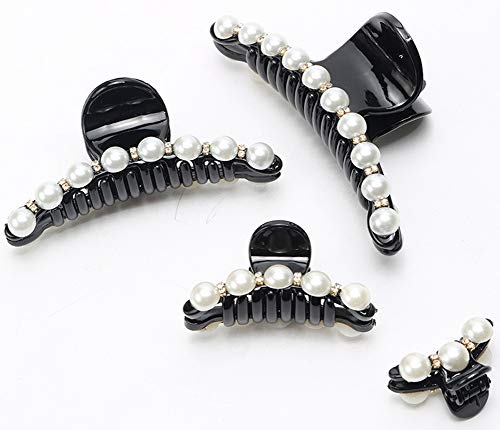 Product Cover Pearl Hair Claw Clip Pearl Jaw Clips Non Slip Hair Clip Clamps Hair Accessories 4pack