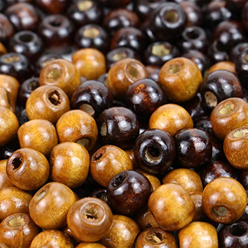 Product Cover Monrocco 600 Dark Brown Coffee Colored Wood Beads Bulk Spacer Bead for DIY Jewelry Making 10 x 9mm Round Wood Bead with 3mm Large Hole