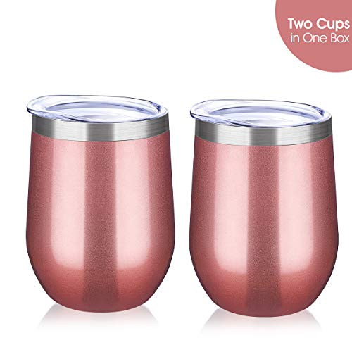 Product Cover Drink Tumbler by Lala Cup - Stainless Steel Rose Gold Drink Glass - Double Walled Vacuum Insulated with Lid - 12Oz Capacity - Portable & Ergonomic - Ideal for Hiking, Camping, Picnic