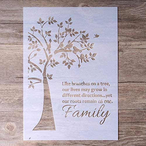 Product Cover DIY Decorative Stencil Template for Painting on Walls Furniture Crafts, Family Tree (A4 Size)