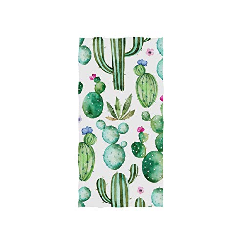 Product Cover ZOEO Cactus Hand Towel Green Succulents Plants Floral Flower Dish Towels Cotton Face Towel Bath Decor Set for Girls 30x15 inch Gym Yoga Towels