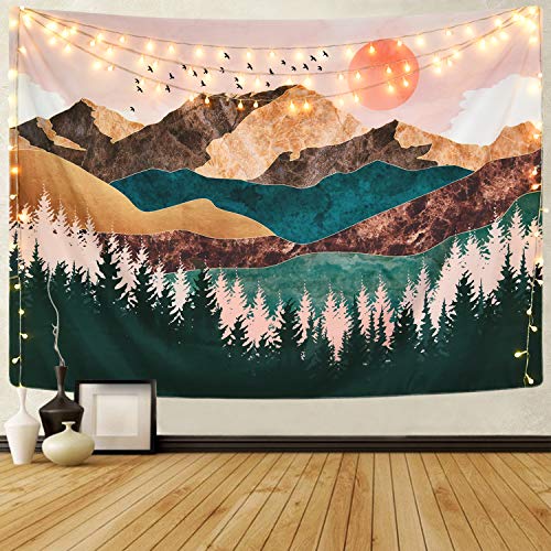 Product Cover Sevenstars Mountain Tapestry Forest Tree Tapestry Sunset Tapestry Nature Landscape Tapestry Wall Hanging for Room(59.1 x 82.7 inches)