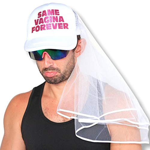 Product Cover Sterling James Co. Bachelor Party Hat and Veil - Bachelor Party Ideas, Supplies, Gifts, Jokes and Favors (1 Pack - with Veil)
