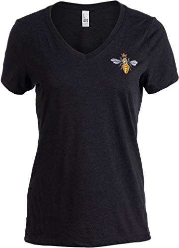 Product Cover Embroidered Queen Bee | Funny Cute Cool Boss Lady Crown Top Women's V-Neck T-Shirt
