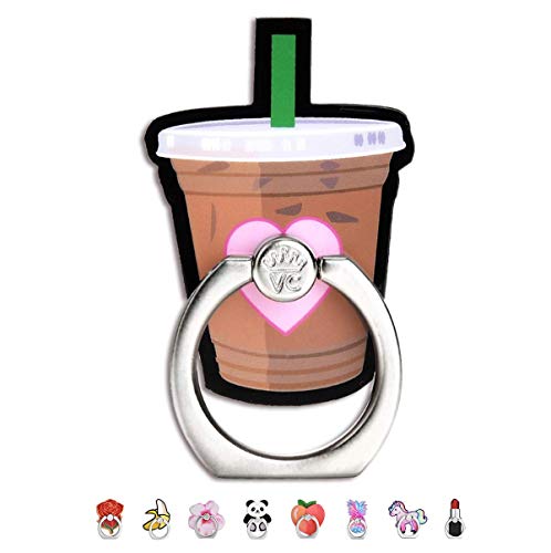 Product Cover Velvet Caviar Cell Phone Ring Holder - Finger Ring & Stand - Improves Phone Grip Compatible with iPhone, Galaxy and Most Cases (Except Silicone/Leather) - Iced Coffee