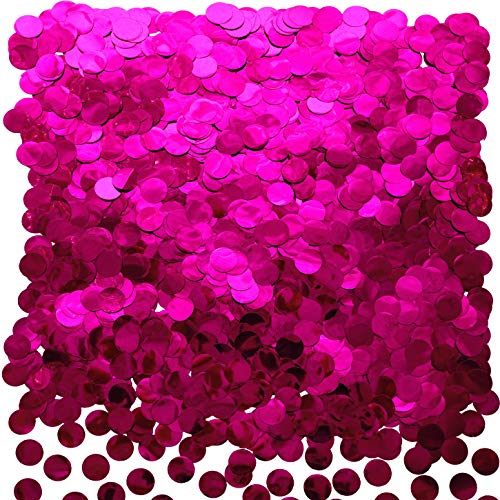 Product Cover Hot Pink Foil Metallic Round Table Confetti Decor Circle Dots Mylar Table Scatter Confetti Wedding Bachelorette Baby Shower Girls Birthday Party Confetti Decorations, 50g