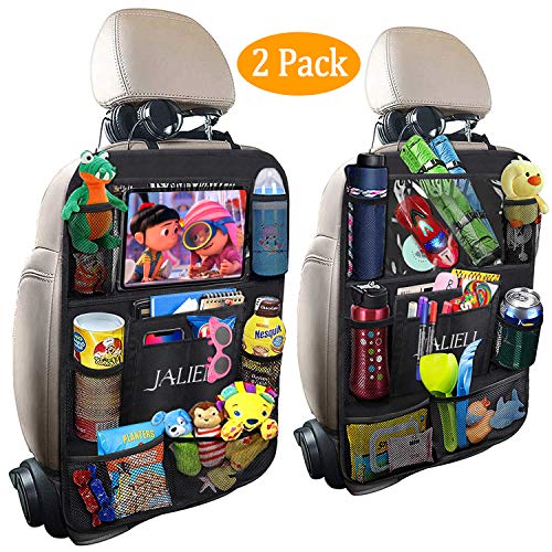 Product Cover JALIELL Car Back Seat Organizer for Kids Car Organizer with 10' Touch Screen Tablet Holder + 9 Storage Pockets Car Back Seat Protector Car Travel Accessories for Toddlers Toys (2 Pack)